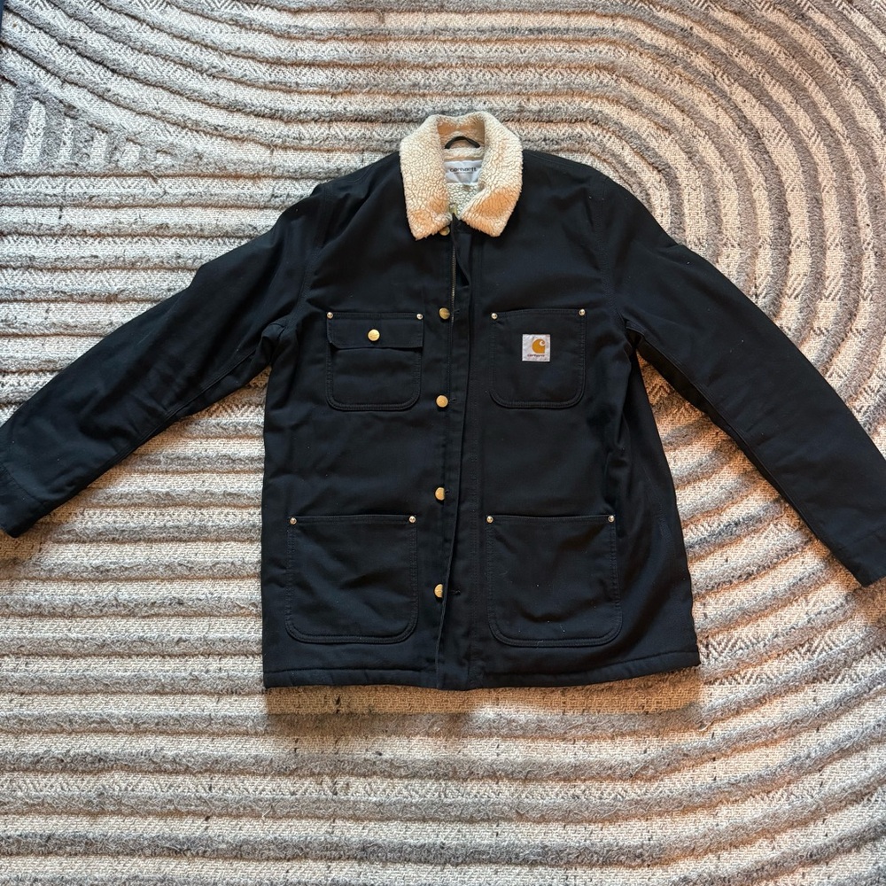 Carhartt Men's Black Field Jacket with Sherpa Collar